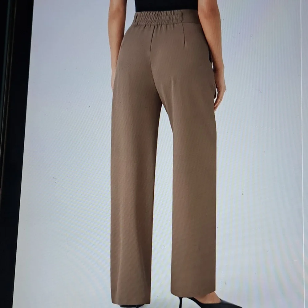 XLARGE.   HALARA SHIRRED BUTTON ZIPPER STRAIGHT LEG PANTS - Picture 2 of 9